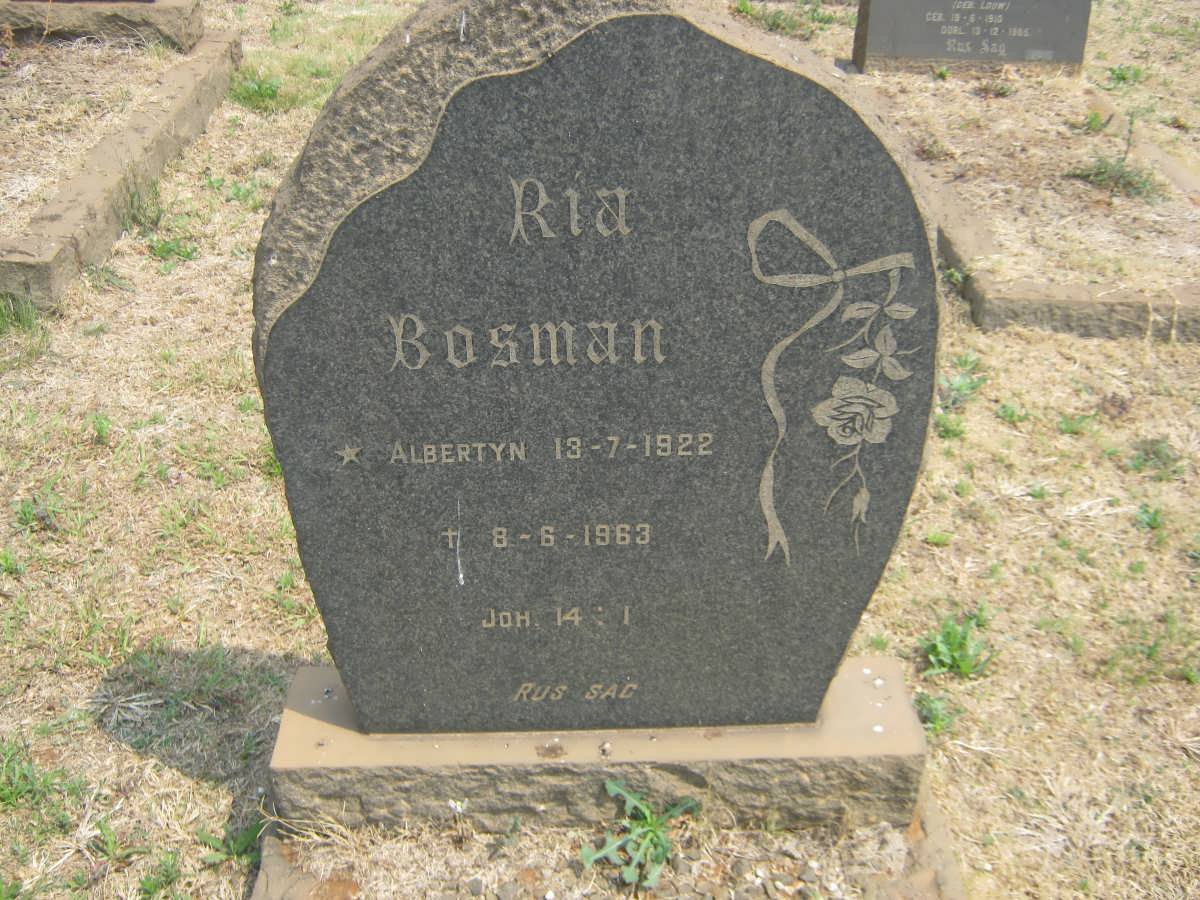 BOSMAN Ria nee ALBERTYN 1922-1963