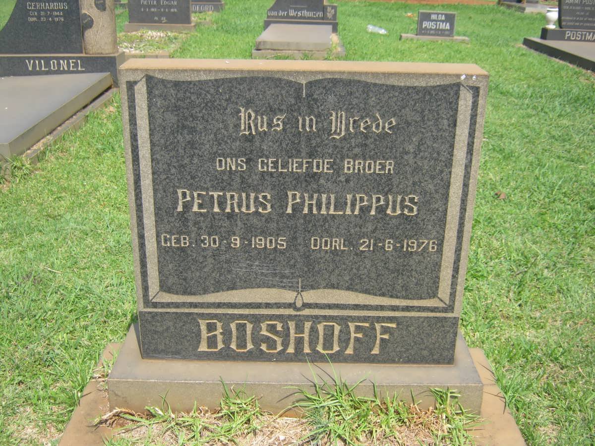 BOSHOFF Petrus Philippus 1905-1976
