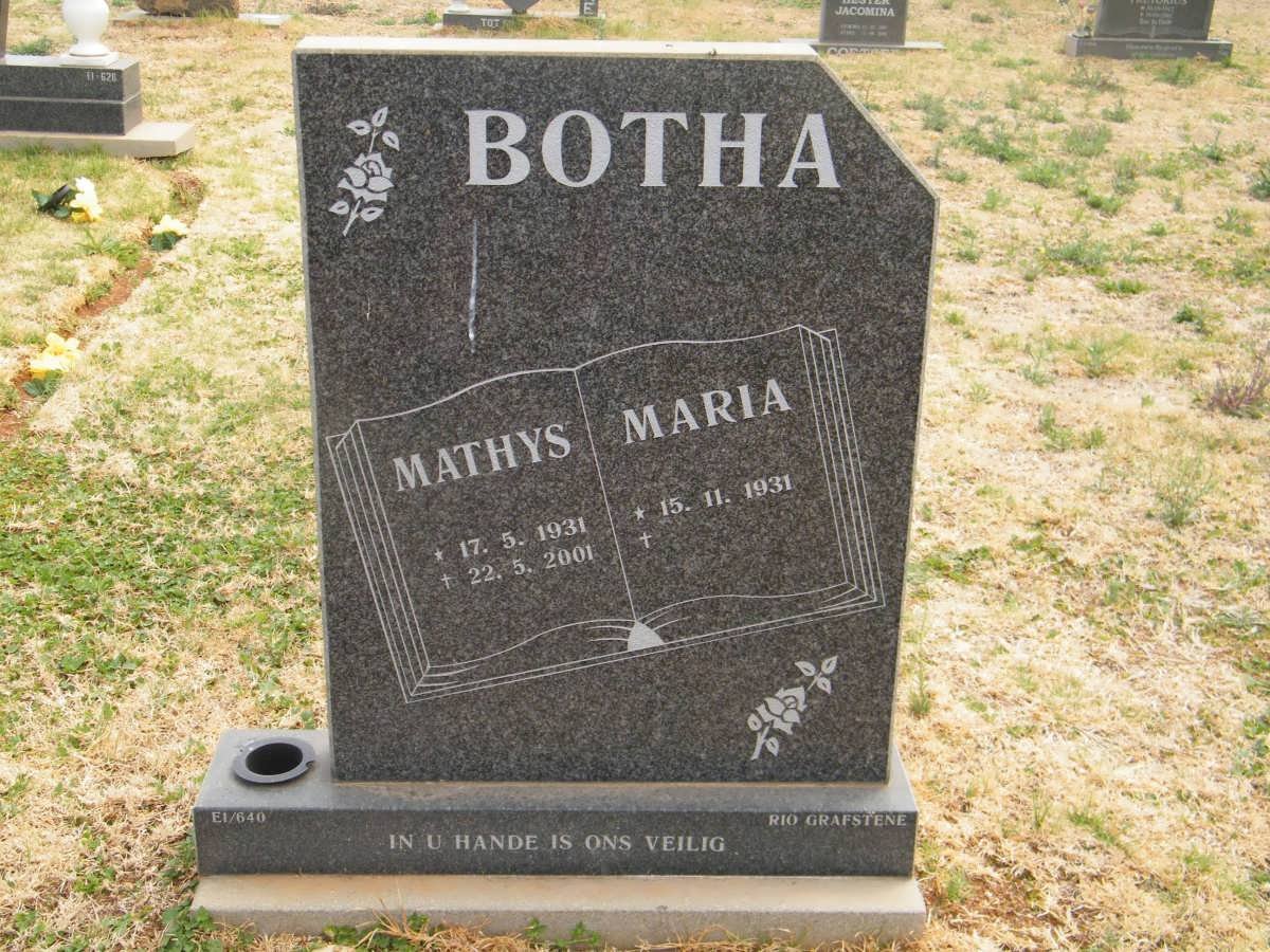 BOTHA Mathys 1931-2001 &amp; Maria 1931-