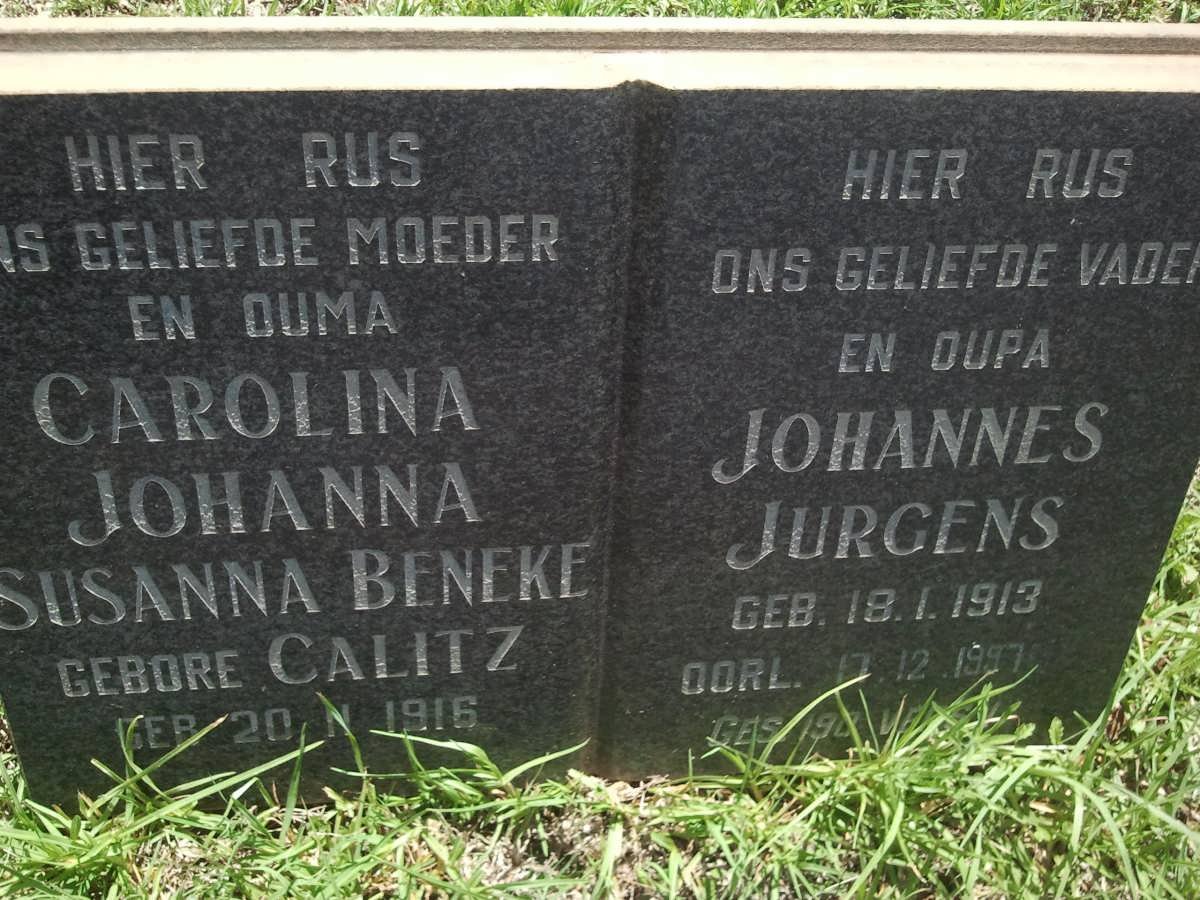 BOSHOFF Johannes Jurgens 1913-1997 &amp; Carolina Johanna Susanna Beneke CALITZ 1916-