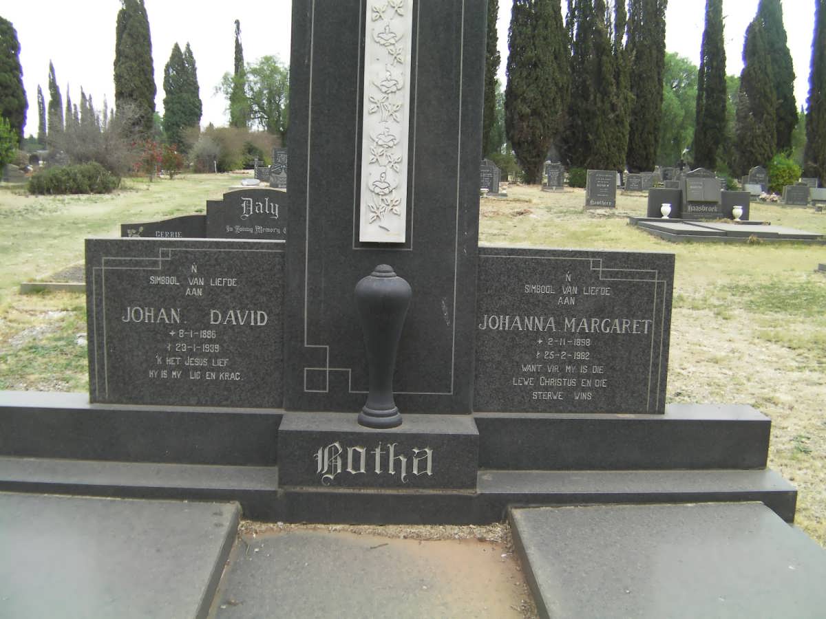 BOTHA Johan David 1886-1939 &amp; Johanna Margaret 1858-1962