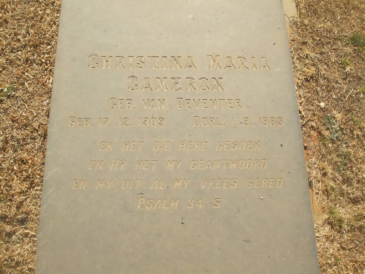 CAMERON Christina Maria nee VAN DEVENTER 1909-1983