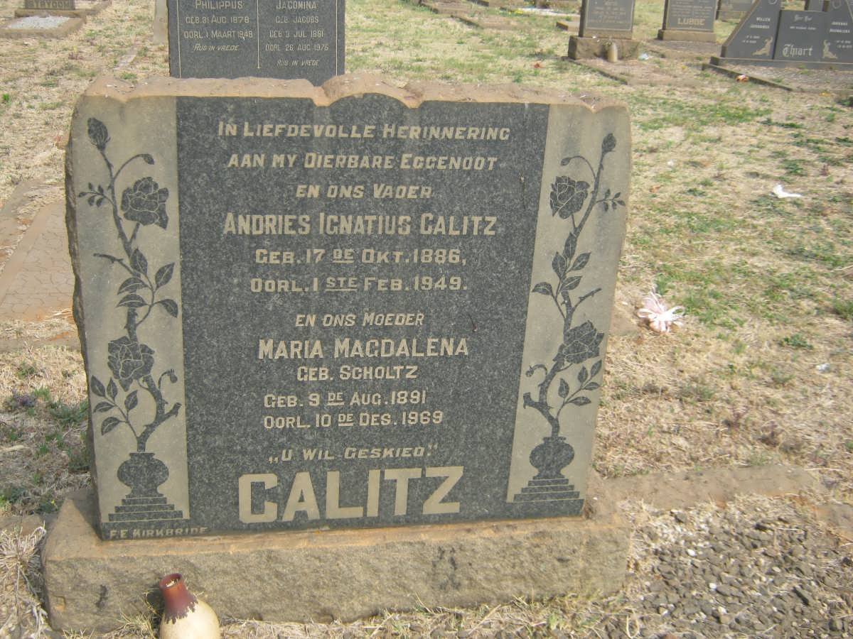 CALITZ Andries Ignatius 1886-1949 &amp; Maria Magdalena SCHOLTZ 1891-1969