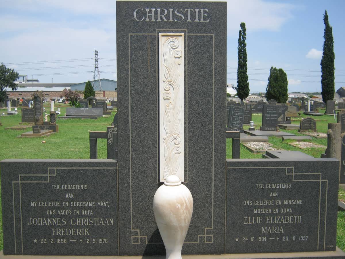 CHRISTIE Johannes Christiaan Frederik 1898-1976 &amp; Ellie Elizabeth Maria 1904-1997