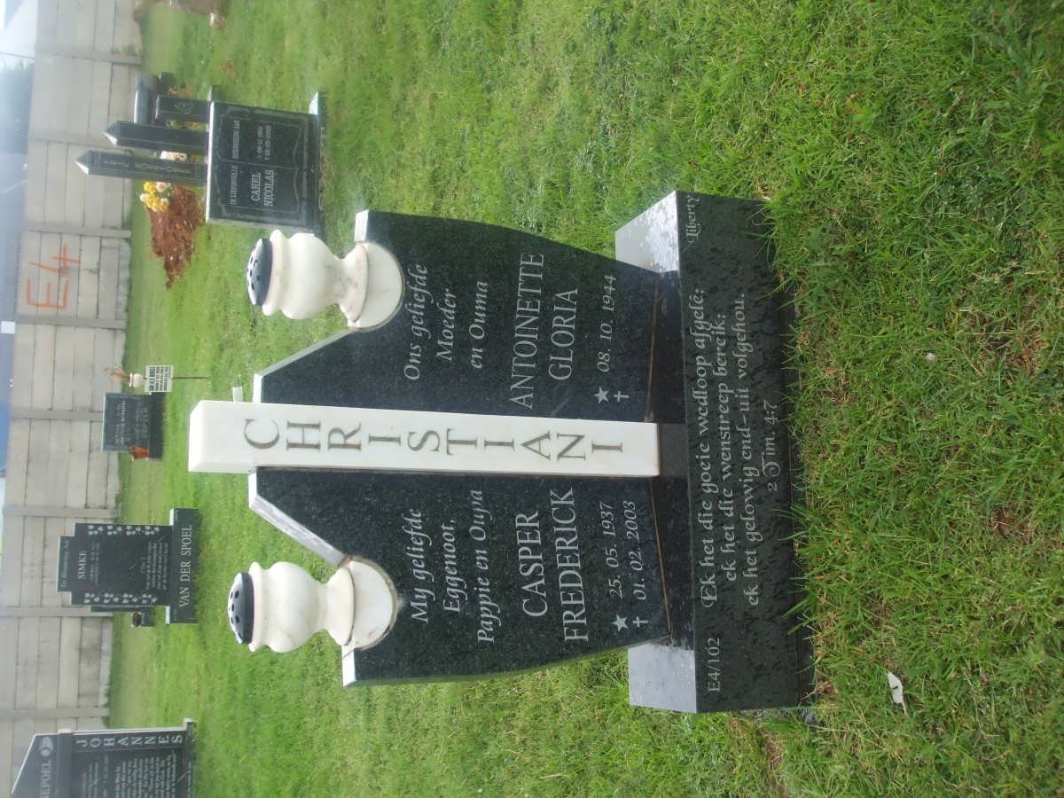 CHRISTIANI Casper Frederick 1937-2003 &amp; Antoinette Gloria 1944-