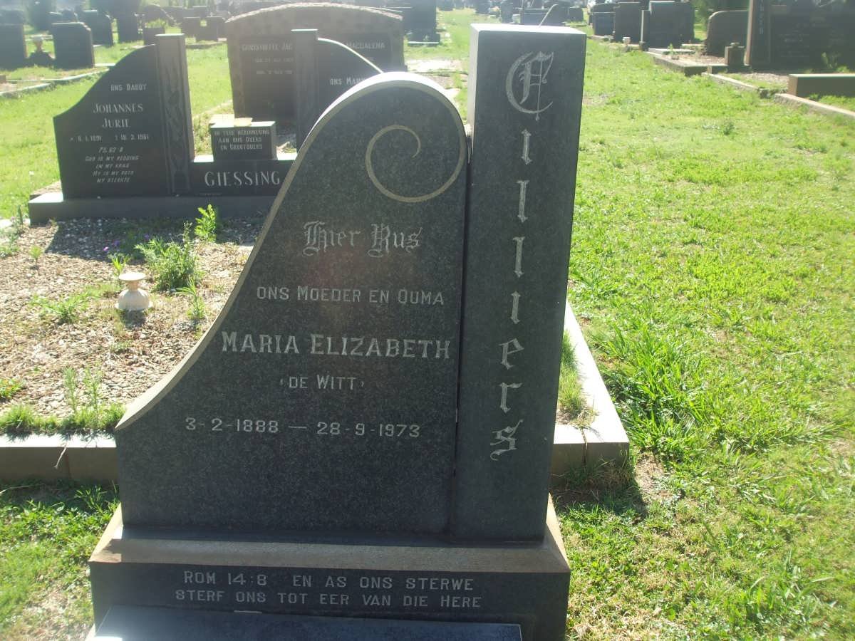 CILLIERS Maria Elizabeth nee DE WITT 1888-1973