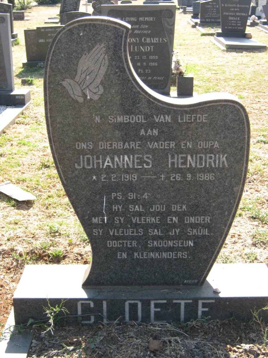 CLOETE Johannes Hendrik 1919-1986