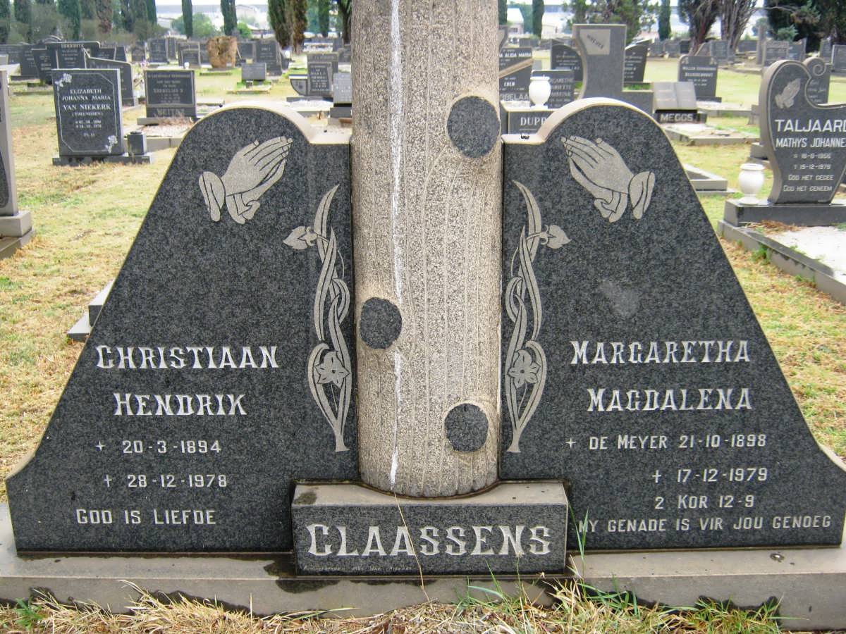 CLAASSENS Christiaan Hendrik 1894-1978 &amp; Margaretha Magdalena  DE MEYER 1898-1979