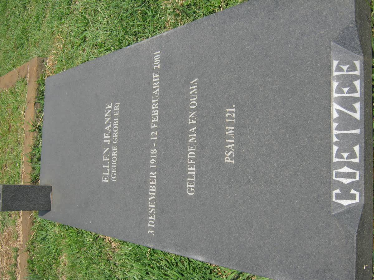 COETZEE Ellen Jeanne nee GROBLER 1918-2001