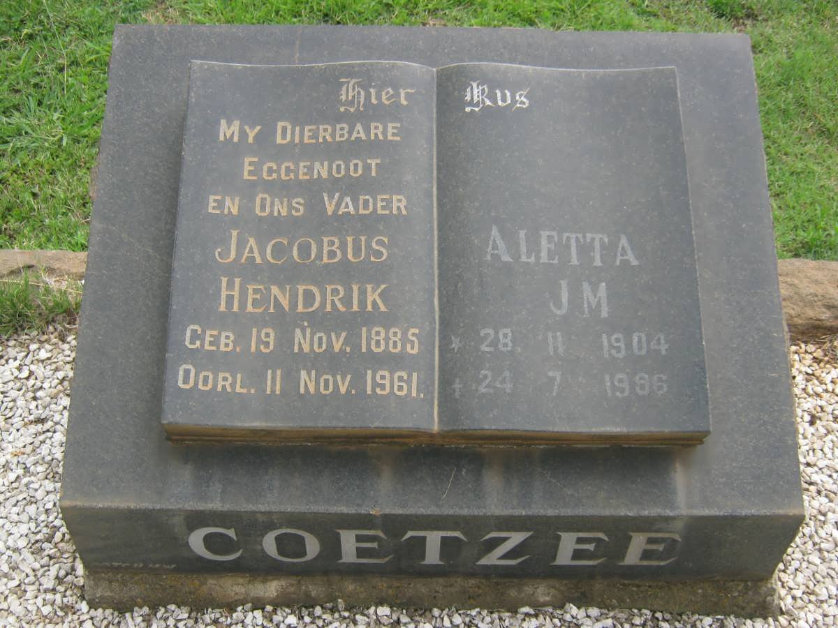 COETZEE Jacobus Hendrik 1885-1961 &amp; Aletta J.M. 1904-1986