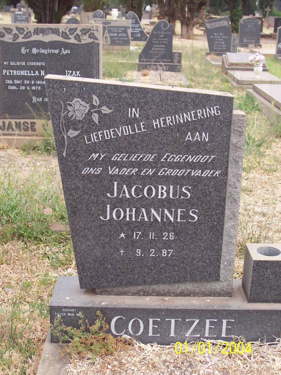 COETZEE Jacobus Johannes 1926-1987