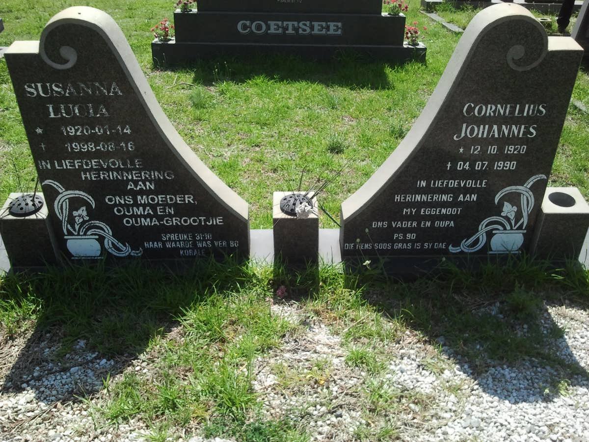 COLEMAN Cornelius Johannes 1920-1990 &amp; Susanna Lucia 1920-1998