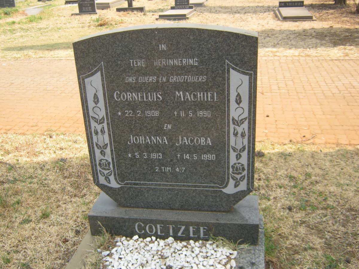 COETZEE Corneluis Machiel 1908-1990 &amp; Johanna Jacoba 1913-1990