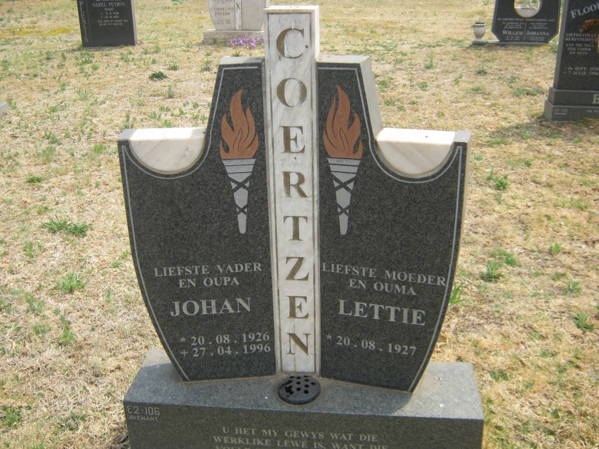 COERTZEN Johan 1926-1996 &amp; Lettie 1927-