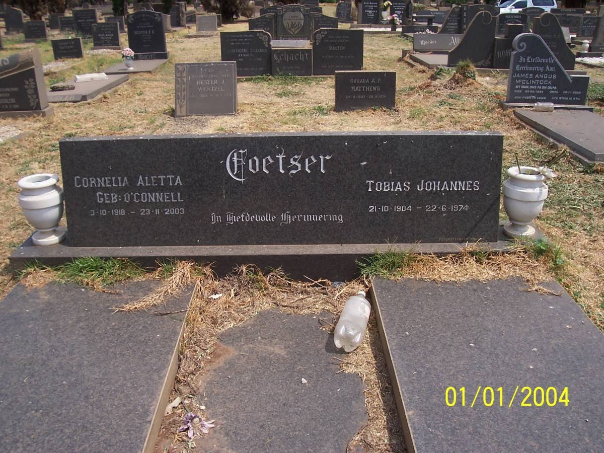 COETSER Tobias Johannes 1904-1974 &amp; Cornelia Aletta O'CONNELL 1918-2003
