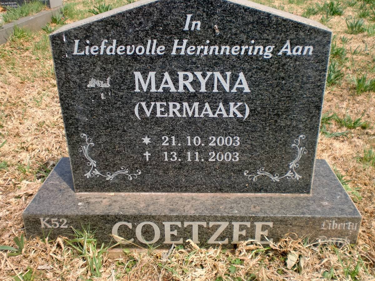 COETZEE Maryna nee VERMAAK 2003-2003
