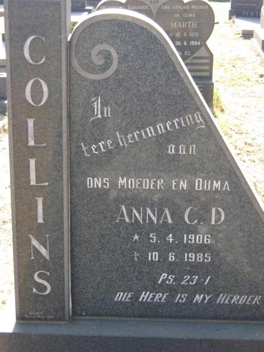 COLLINS Anna C.D. 1906-1985