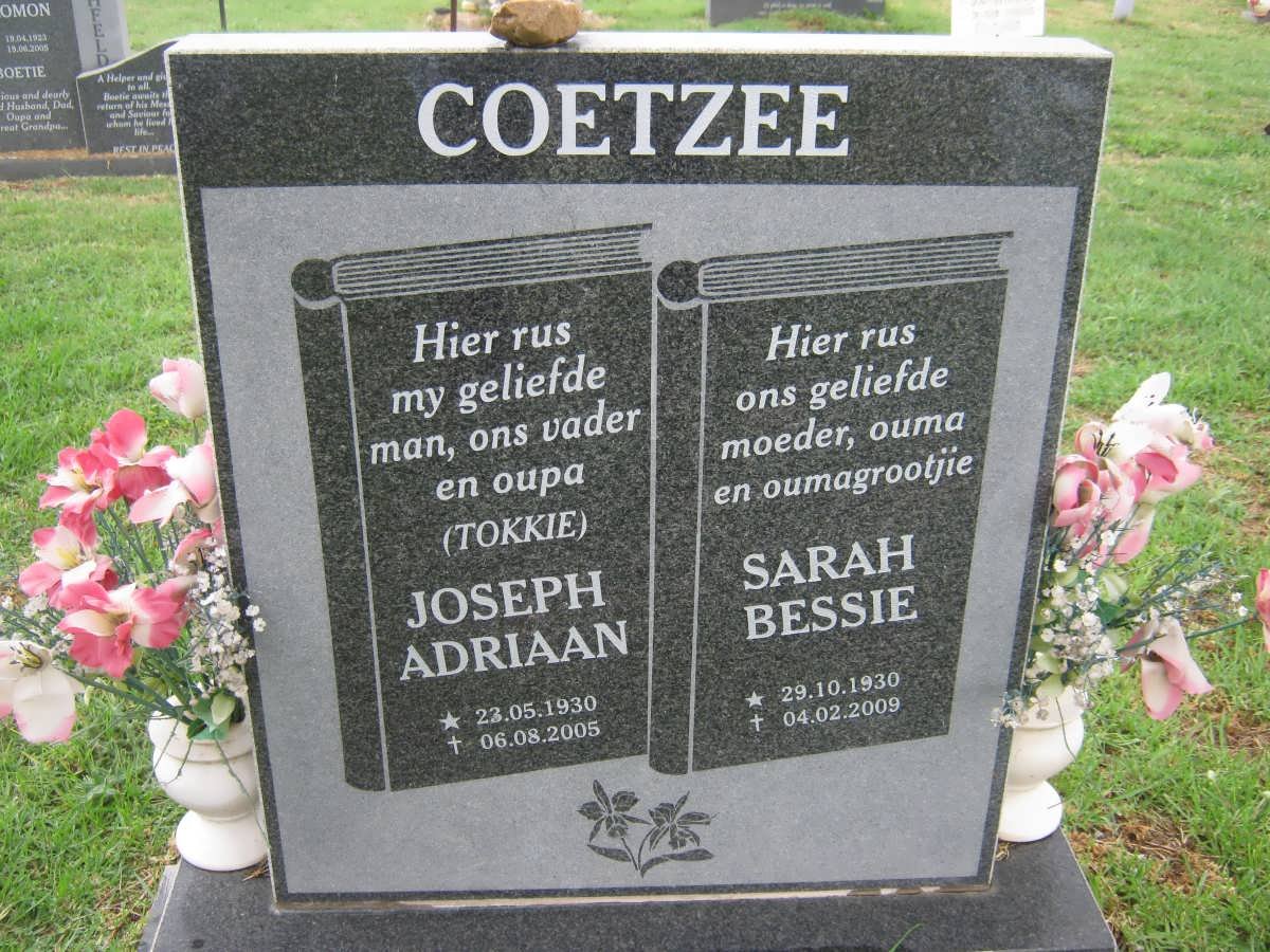 COETZEE Joseph Adriaan 1930-2005 &amp; Sarah Bessie 1930-2009