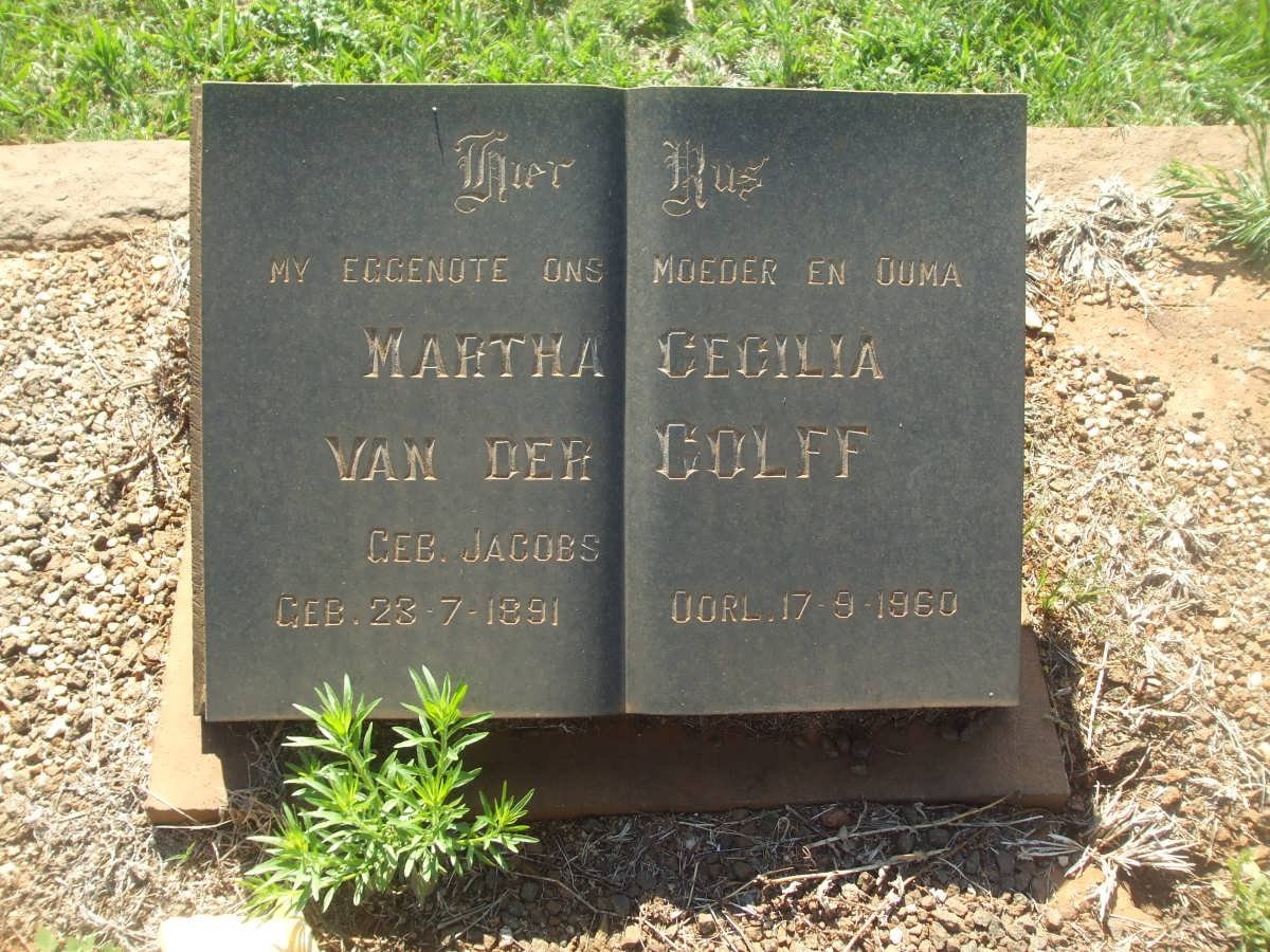 COLFF Martha Cecilia, van der nee JACOBS 1891-1960