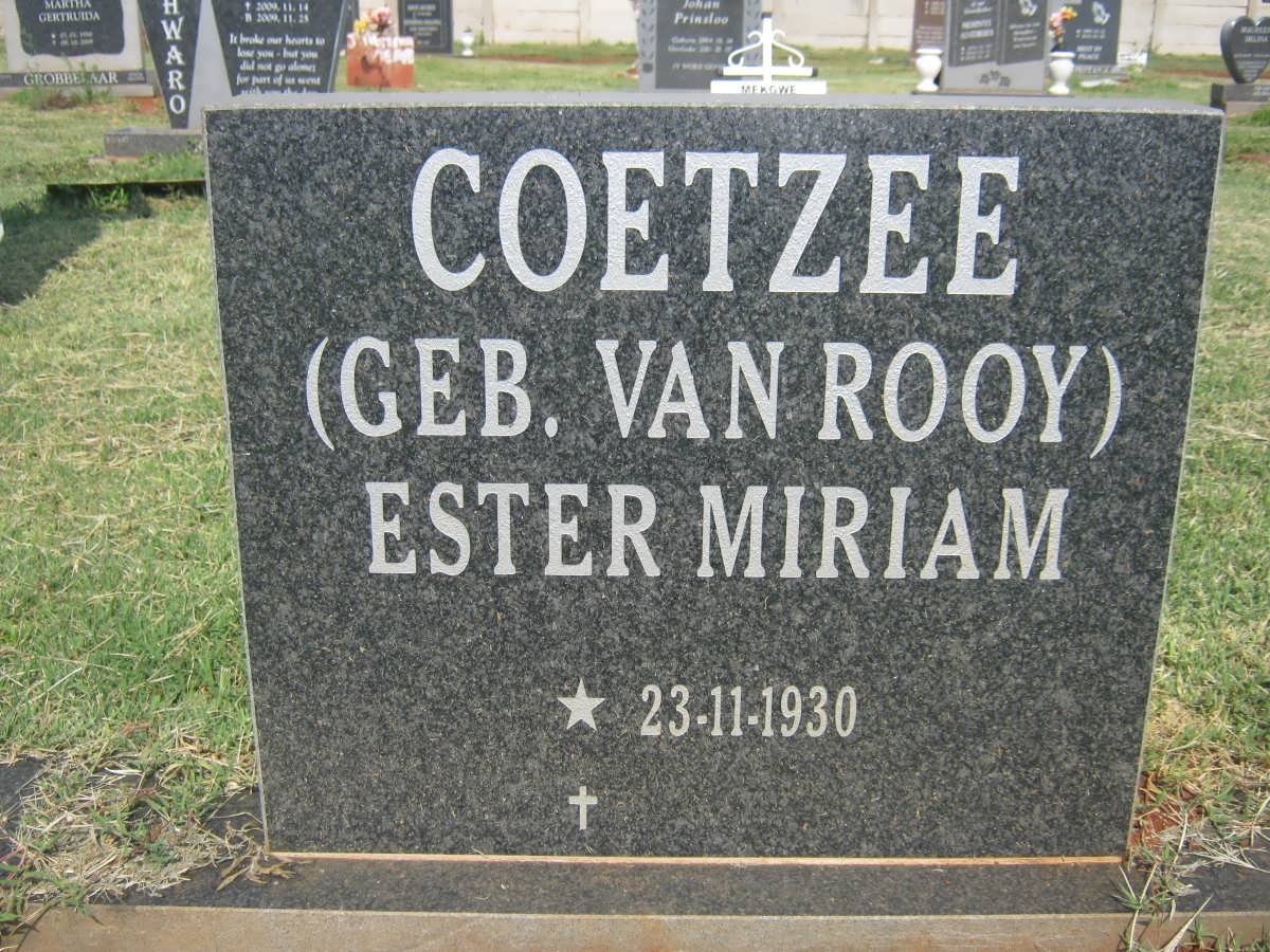 COETZEE Ester Miriam nee VAN ROOY 1930-