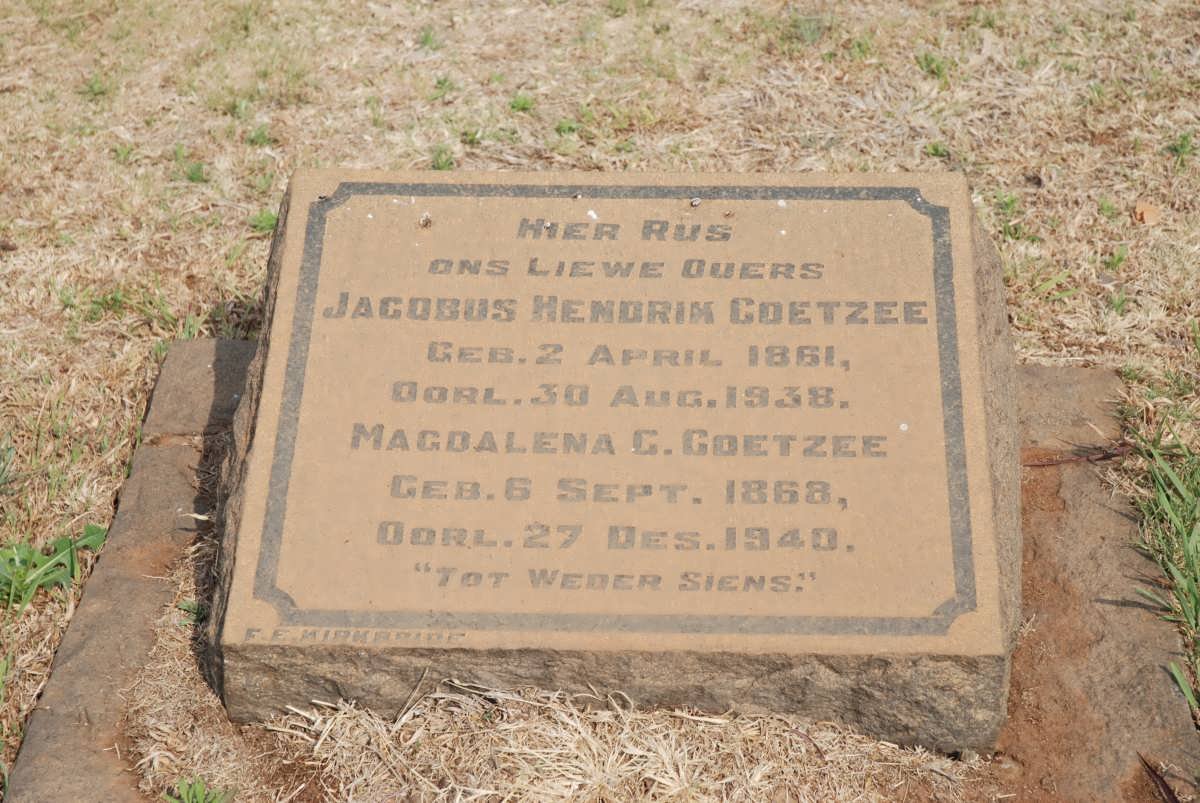 COETZEE Jacobus Hendrik 1861-1938 &amp; Magdalena G. 1868-1940