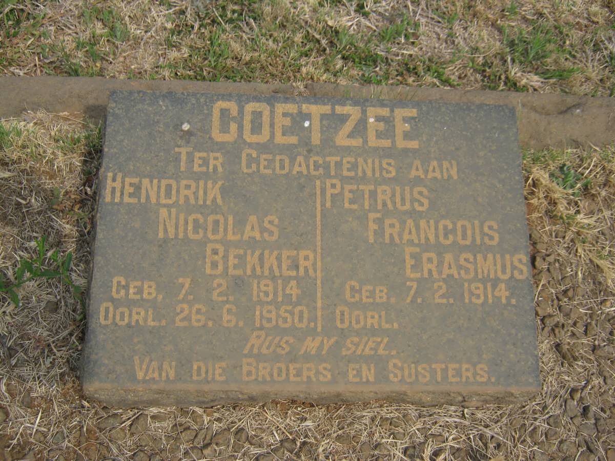 COETZEE Hendrik Nicolas Bekker 1914-1950 :: COETZEE Petrus Francois Erasmus 1914-