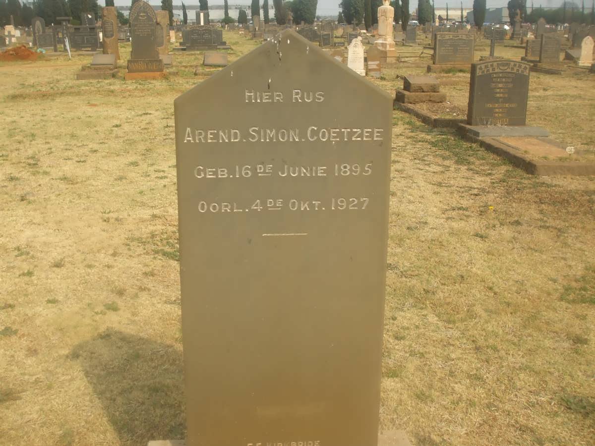 COETZEE Arend Simon 1895-1927
