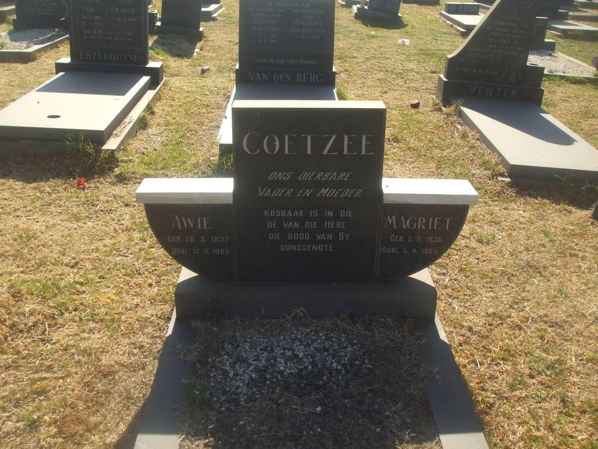 COETZEE Awie 1932-1985 &amp; Magriet 1936-1985