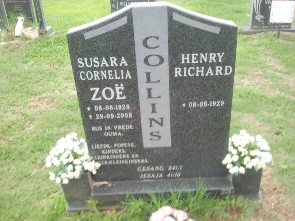 COLLINS Henry Richard 1929- &amp; Susara Cornelia 1928-2008