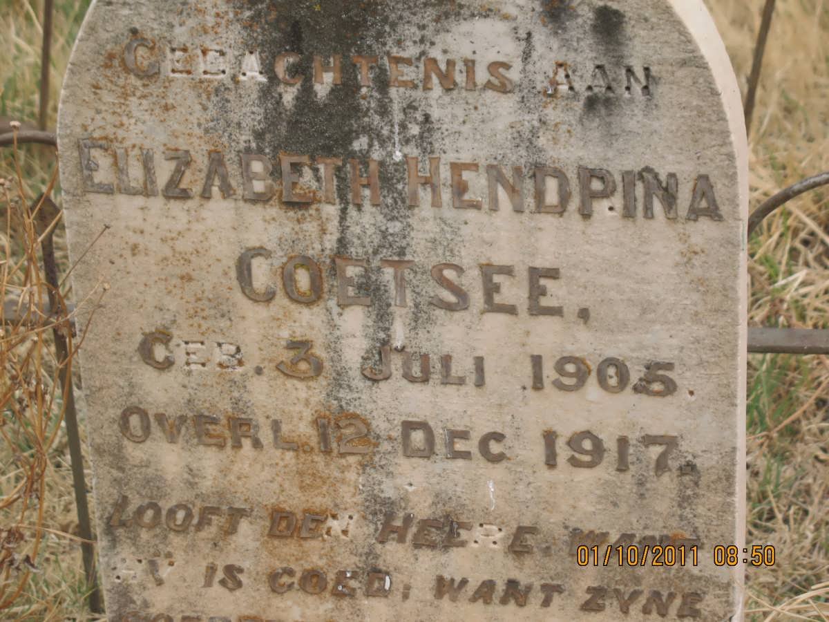 COETSEE Elizabeth Hendrina 1905-1917                