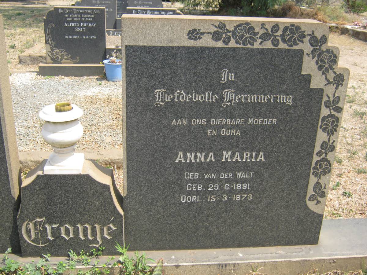 CRONJÉ Anna Maria nee VAN DER WALT 1891-1973
