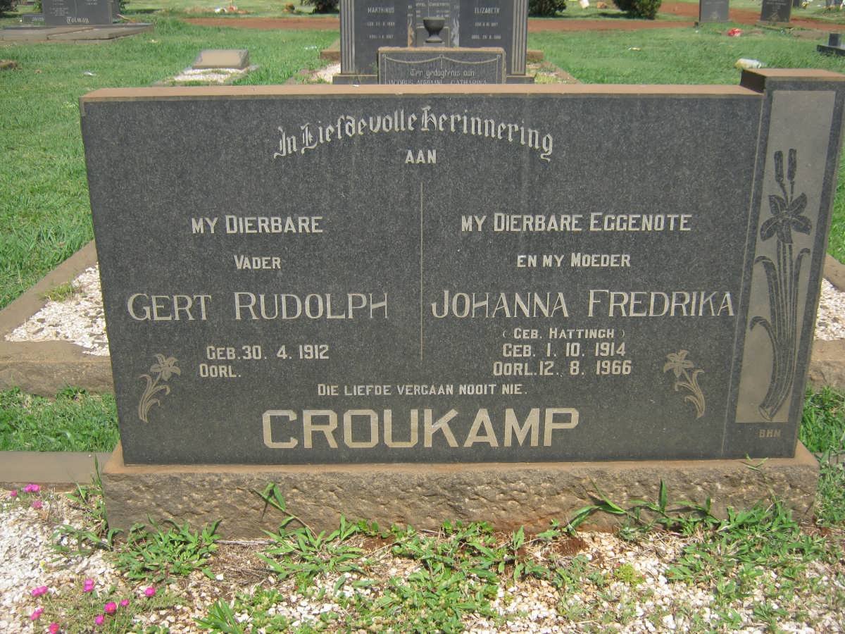 CROUKAMP Gert Rudolph 1912- &amp; Johanna Fredrika HATTINGH 1914-1966