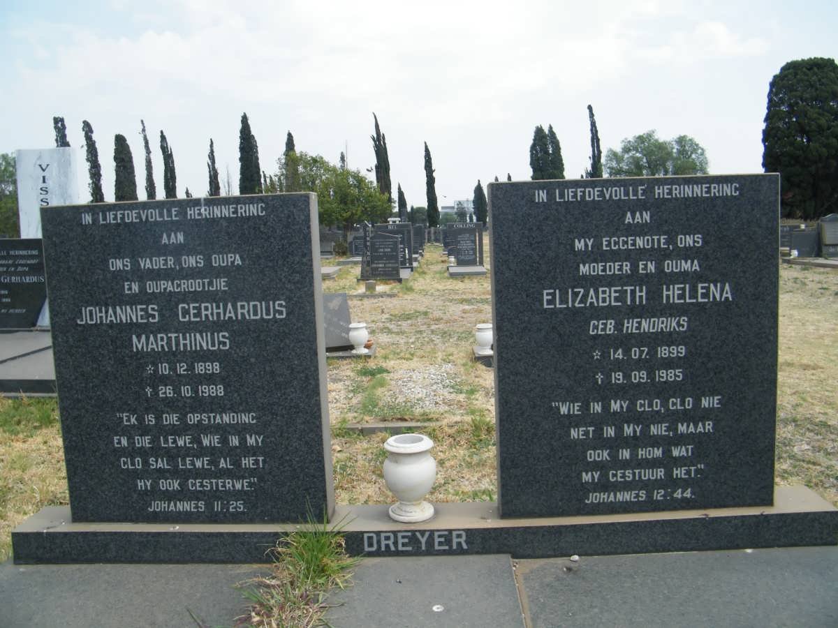 DREYER Johannes Gerhardus Marthinus 1898-1988 &amp; Elizabeth Helena HENDRIKS 1899-1985