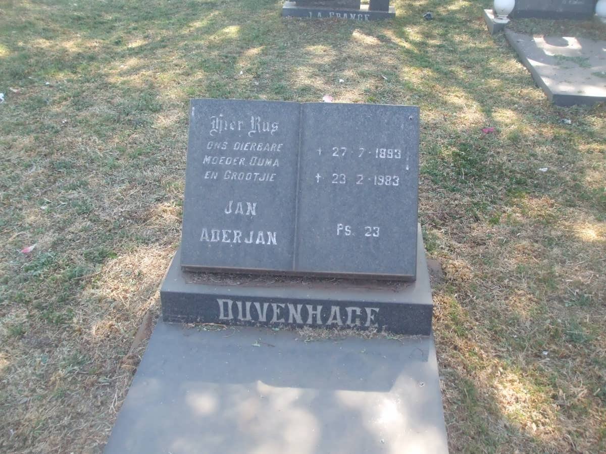 DUVENHAGE Jan Aderjan 1893-1983