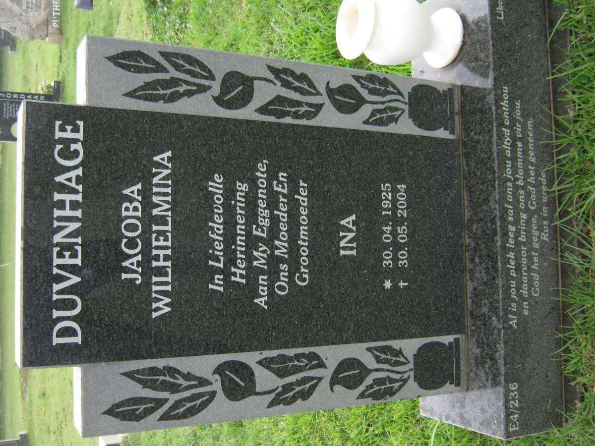 DUVENHAGE Jacoba Wilhelmina 1925-2004