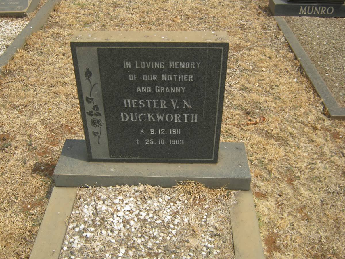 DUCKWORTH Hester V.N. 1911-1983