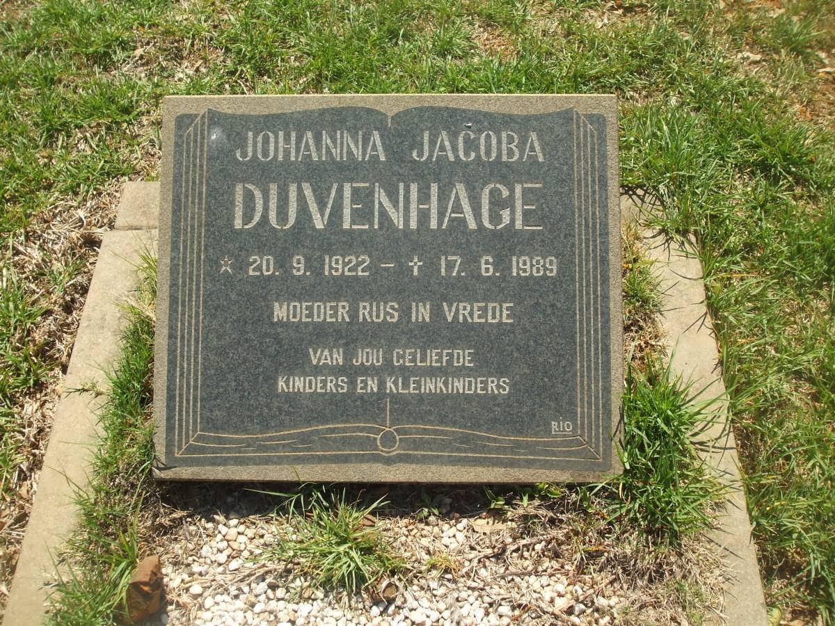 DUVENHAGE Johanna Jacoba 1922-1989