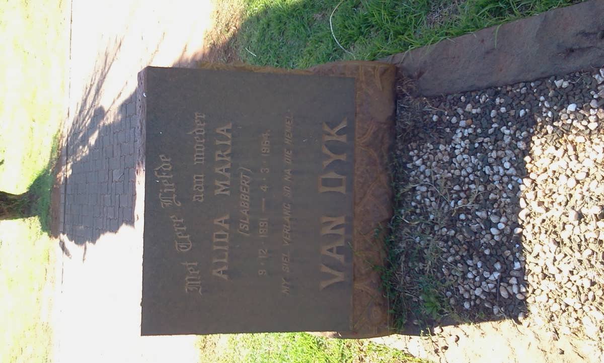 DYK Alida Maria, van nee SLABBERT 1891-1964