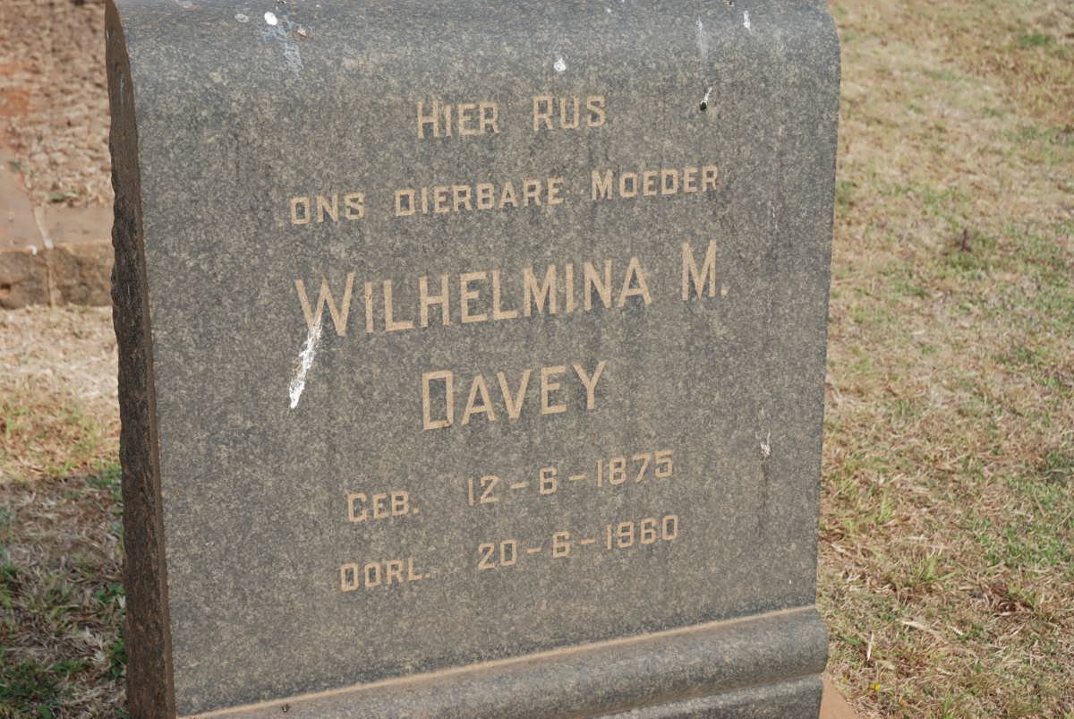 DAVEY Wilhelmina M. 1875-1960
