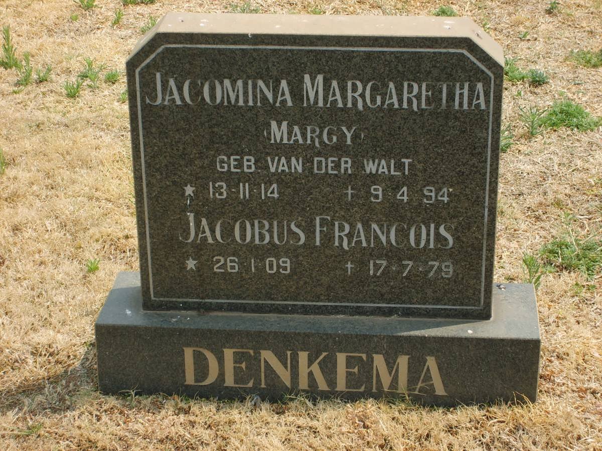 DENKEMA Jacobus Francois 1909-1979 &amp; Jacomina Margaretha VAN DER WALT 1914-1994