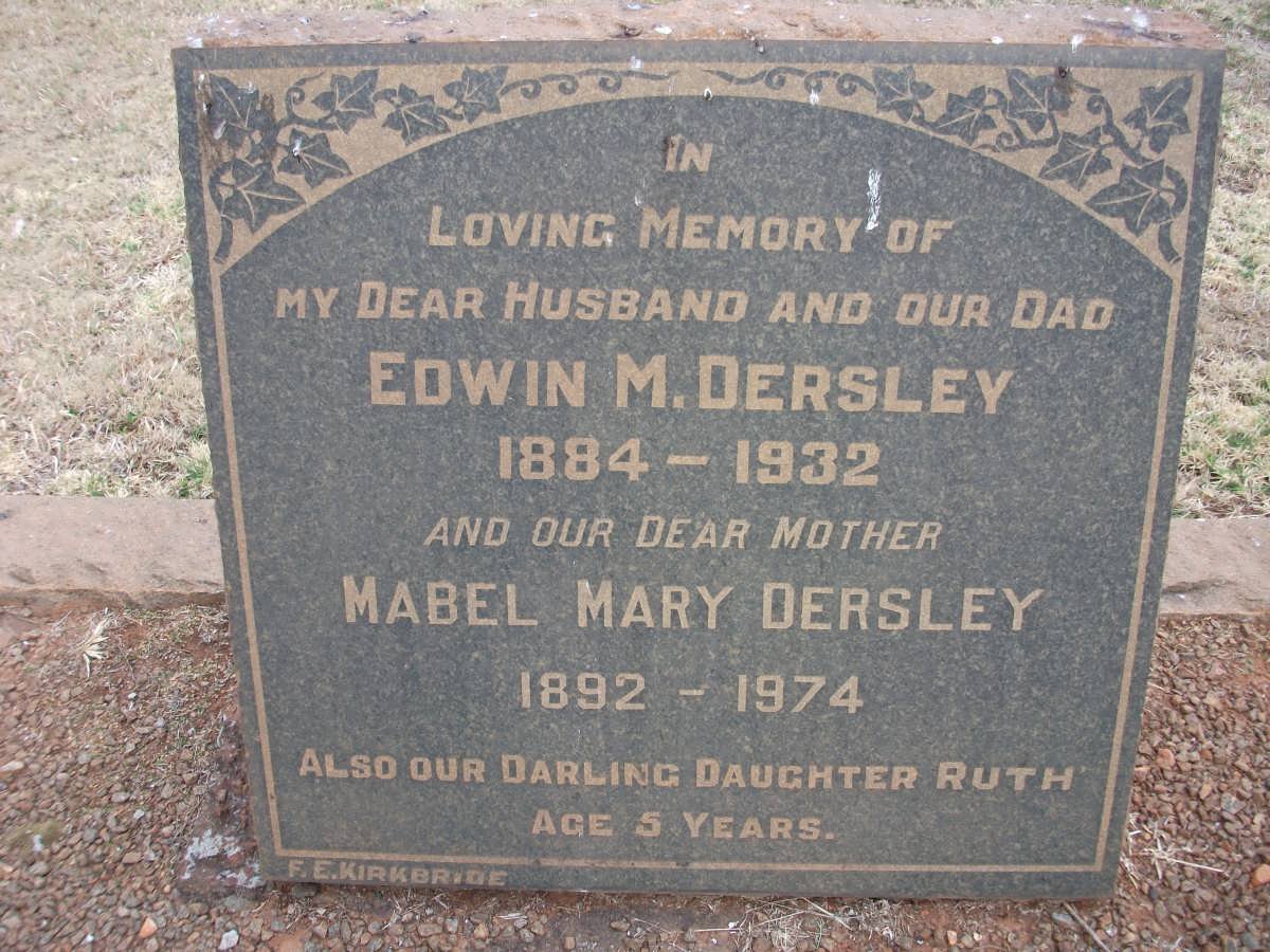 DERSLEY Edwin M. 1884-1932 &amp; Mabel Mary 1892-1974 :: DERSLEY Ruth