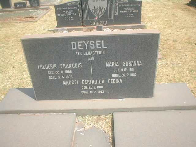 DEYSEL Frederik Francois 1888-1963 &amp; Maria Susanna 1891-1976 :: DEYSEL Maggel Gertruida Gedina 1918-1943