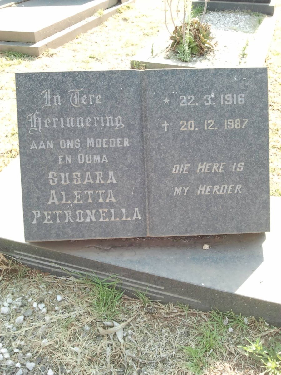 DEALE Susara Aletta Petronella 1916-1987