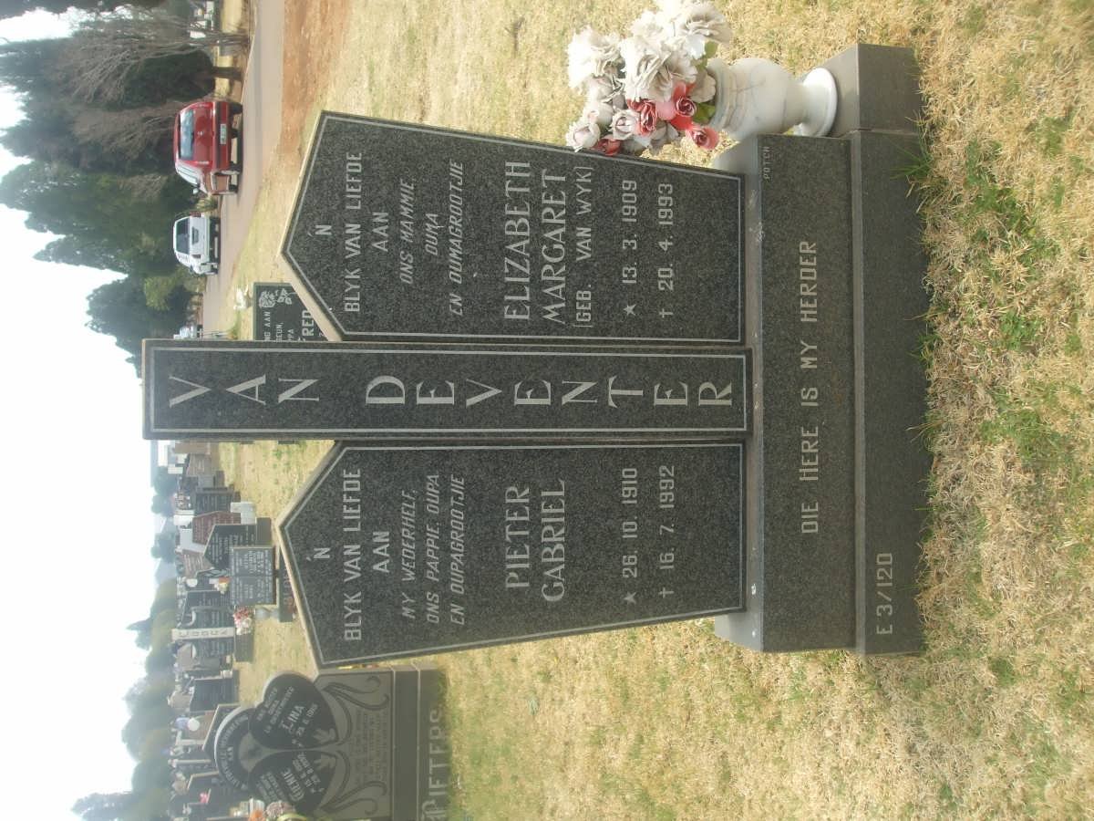 DEVENTER Pieter Gabriel, van 1910-1992 &amp; Elizabeth Margaretha VAN WYK 1909-1993
