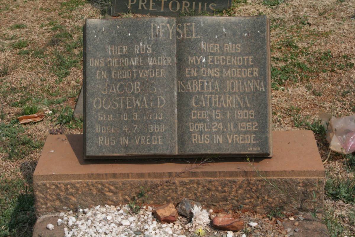 DEYSEL Jacobus Oostewald 1903-1988 &amp; Isabella Johanna Catharina 1909-1962
