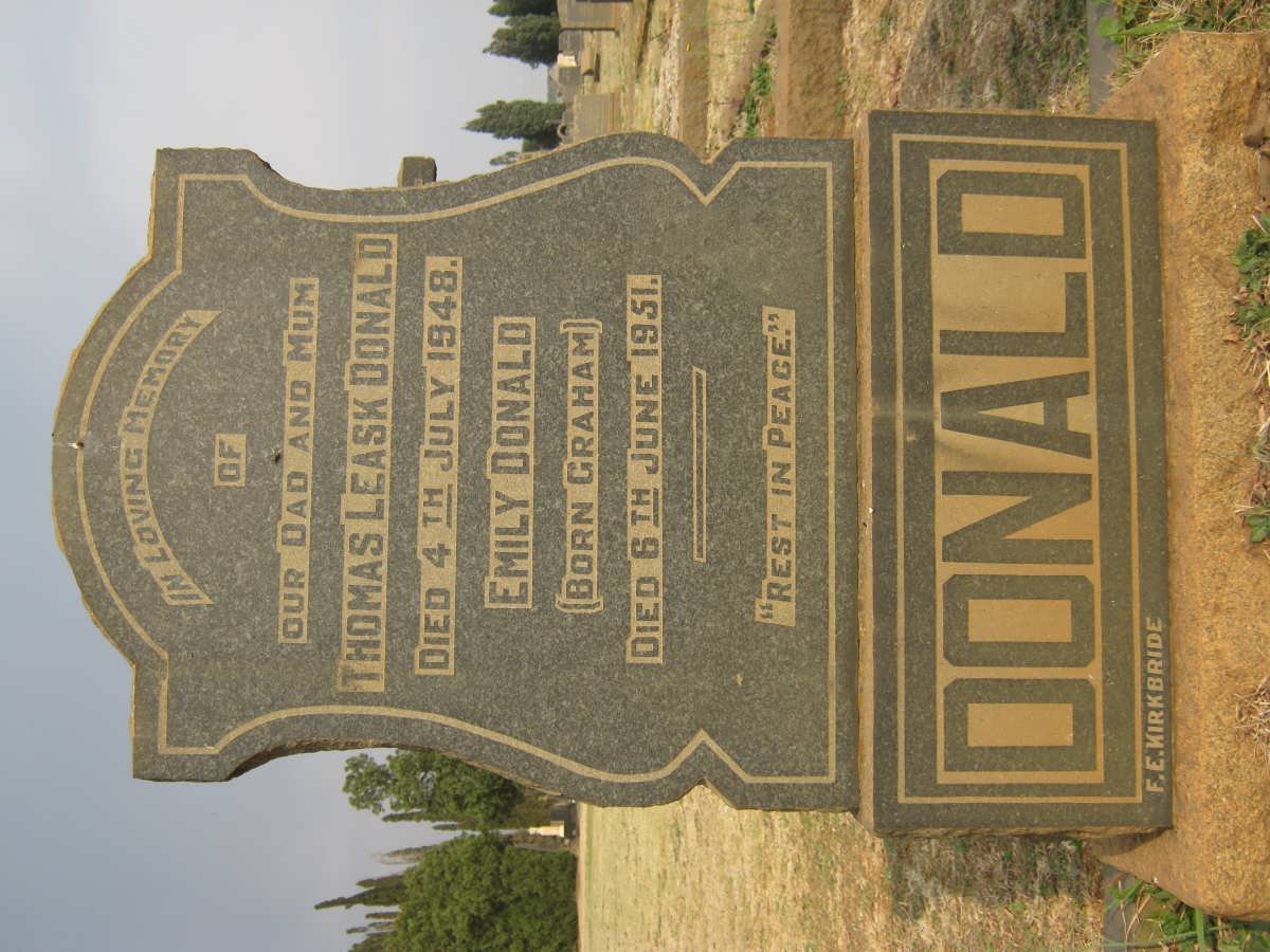 DONALD Thomas Leask -1948 &amp; Emily GRAHAM -1951