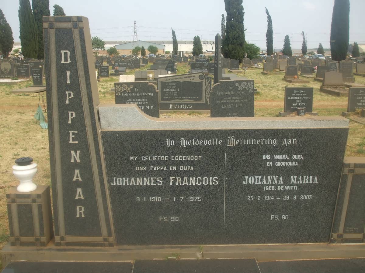 DIPPENAAR Johannes Francois 1910-1975 &amp; Johanna Maria DE WITT 1914-2003