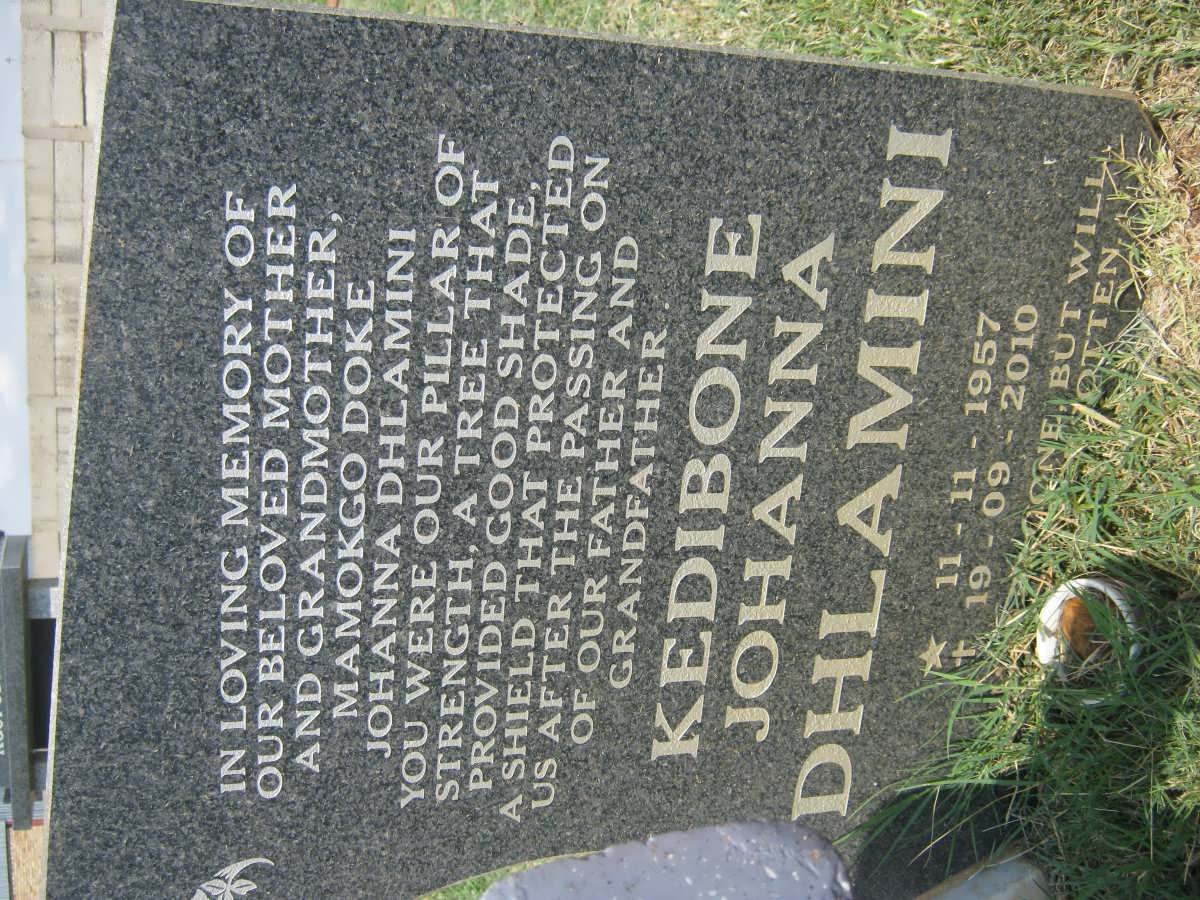 DHLAMINI Kedibone Johanna 1957-2010