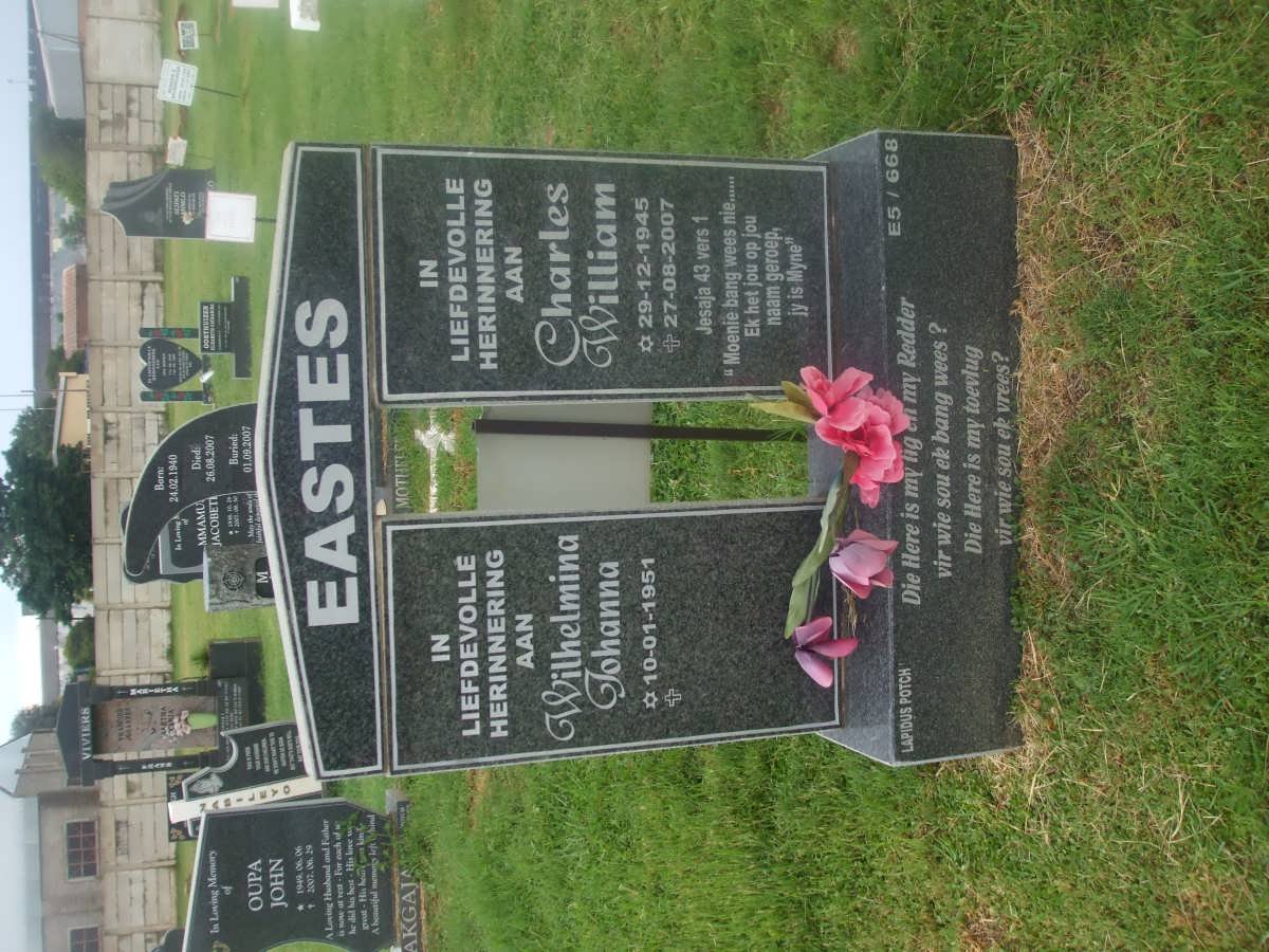 EASTES Charles William 1945-2007 &amp; Wilhelmina Johanna 1951-