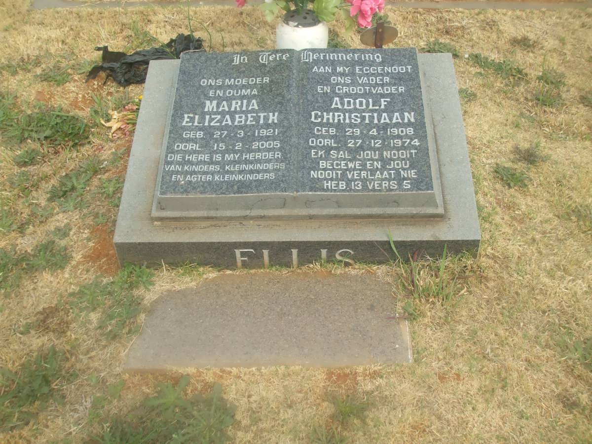 ELLIS Adolf Christiaan 1908-1974 &amp; Maria Elizabeth 1921-2005